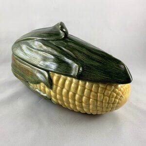 Vintage 1960s Shawnee Pottery 'Corn King' Ceramic Casserole Dish w Lid